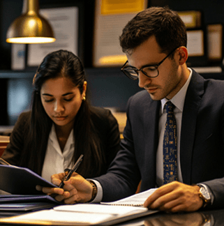 Ilustração representando Direito Previdenciário com símbolos de aposentadoria e benefícios sociais