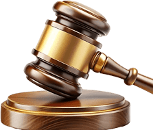 Martelo de juiz representando a autoridade e precisão jurídica do escritório